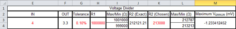 Figure 16. Voltage-divider error calculator.