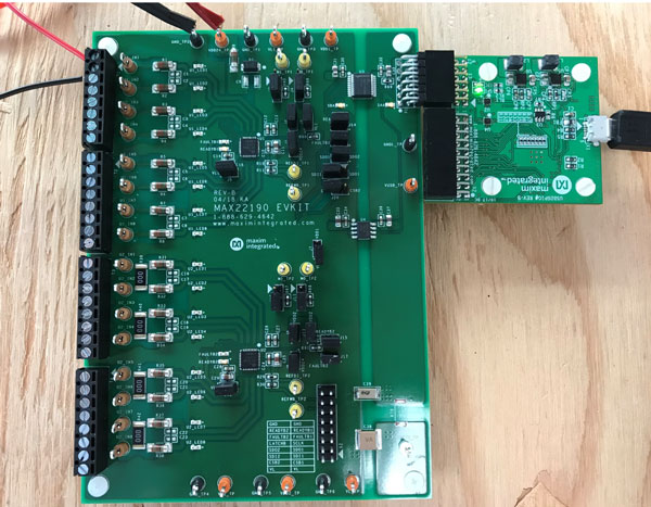 Figure 10. MAX22190EVKIT under test.
