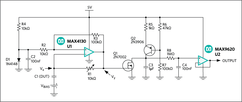 Figure 1. Circuit to characterize capacitance versus bias voltage.