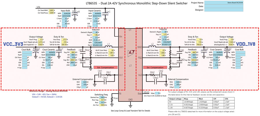 図6 ディスクリート・ソリューションのVDD_1V8レールとVCC_3V3レールの回路図