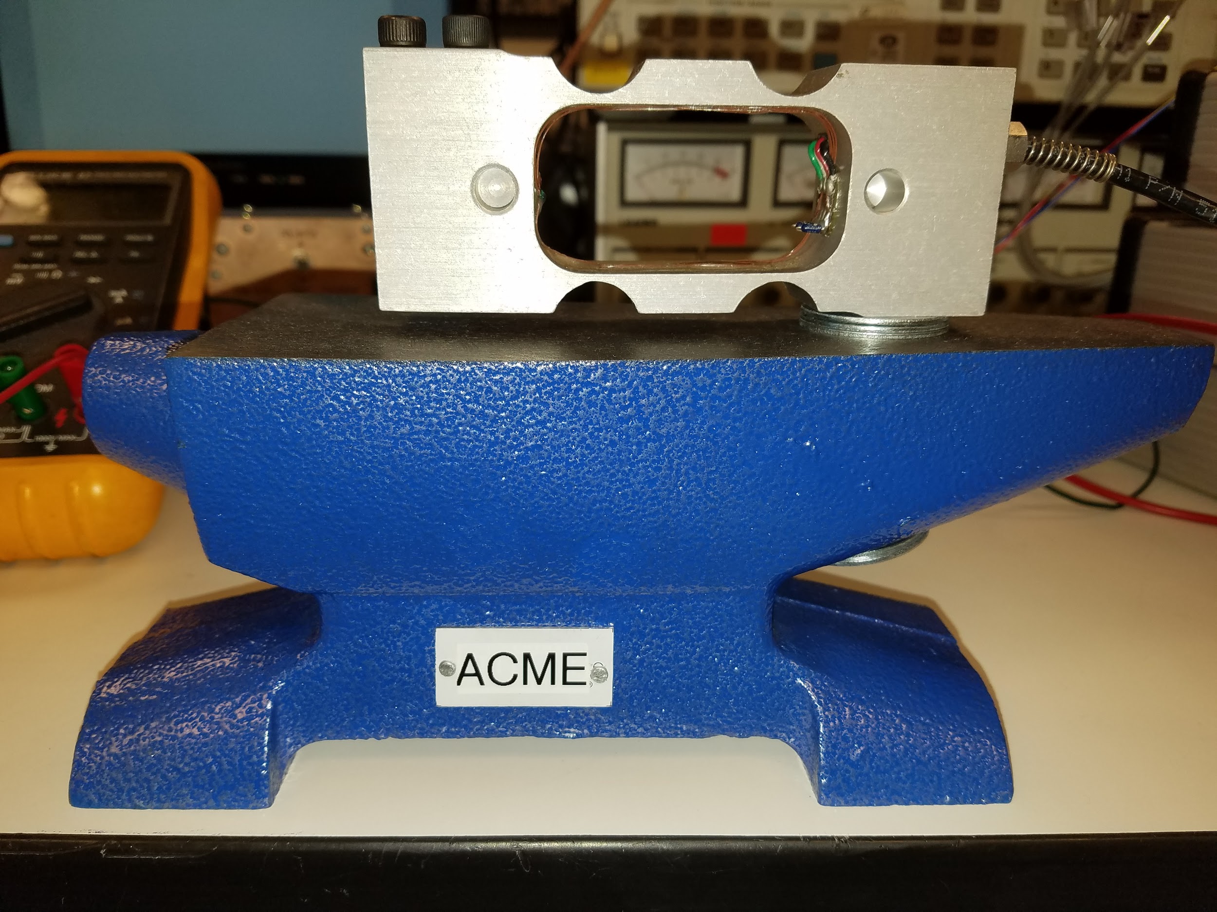 Load Cell Mounted to Certified Labeled ACME Anvil (Road Runner Not Included)