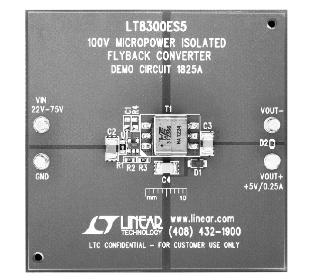 Demonstration Circuit of 22V to 75V to 5V/0.3A Converter (See Figure 1)