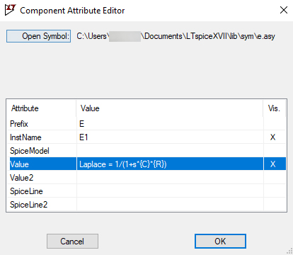 図4. Component Attribute Editorの操作画面。Valueフィールドに式を入力します。