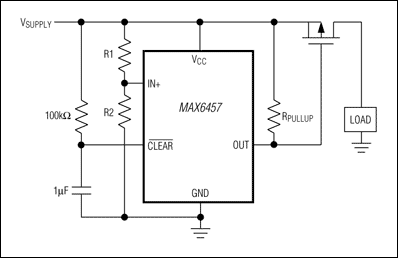 図2. この監視回路が過電圧状態を検出すると、pチャネルMOSFETが電源を切断します。
