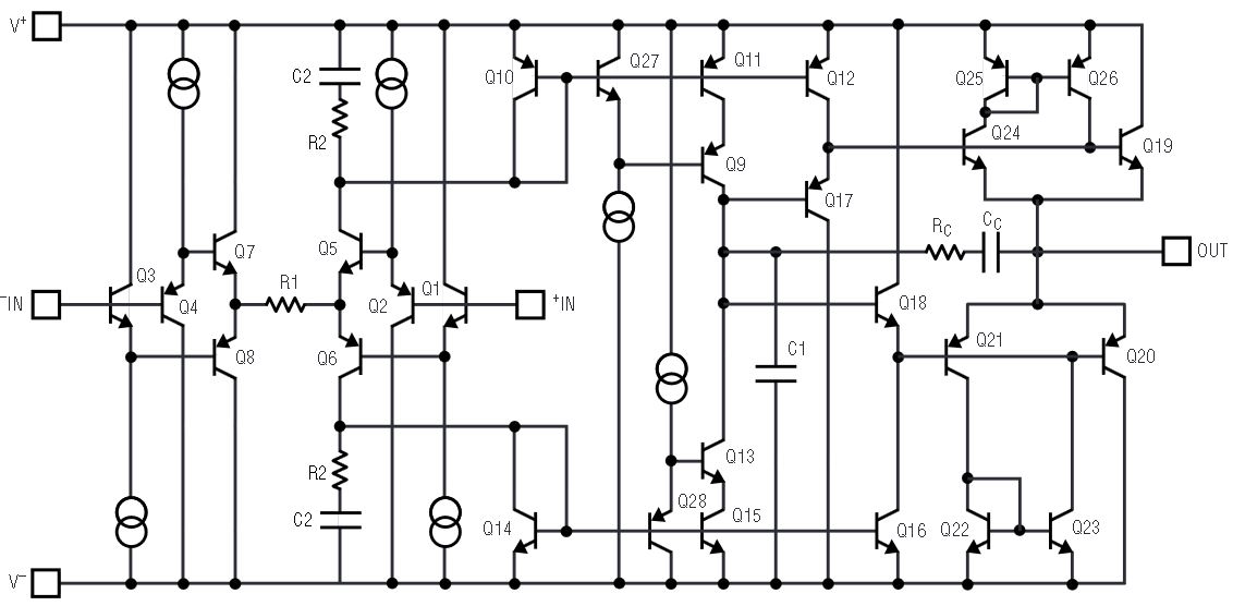 図15. アンプLT1818/LT1819の簡略化した回路図。
