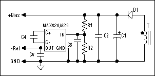 Figure 2. -Ref circuit employing the MAX828/MAX829 charge-pump IC.