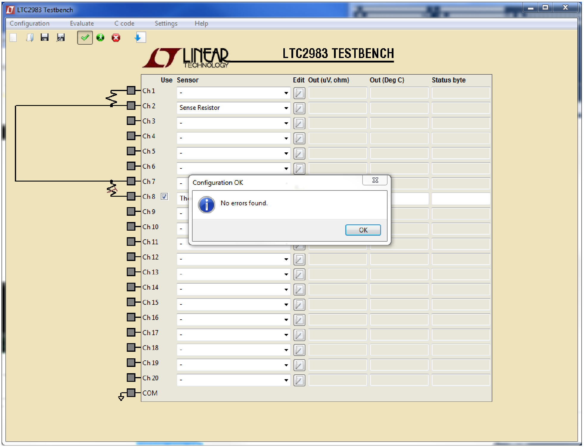 図9.TestBench GUIで、リードの重複やRSENSE配線の欠如のチェックなど、設定を検証できます。