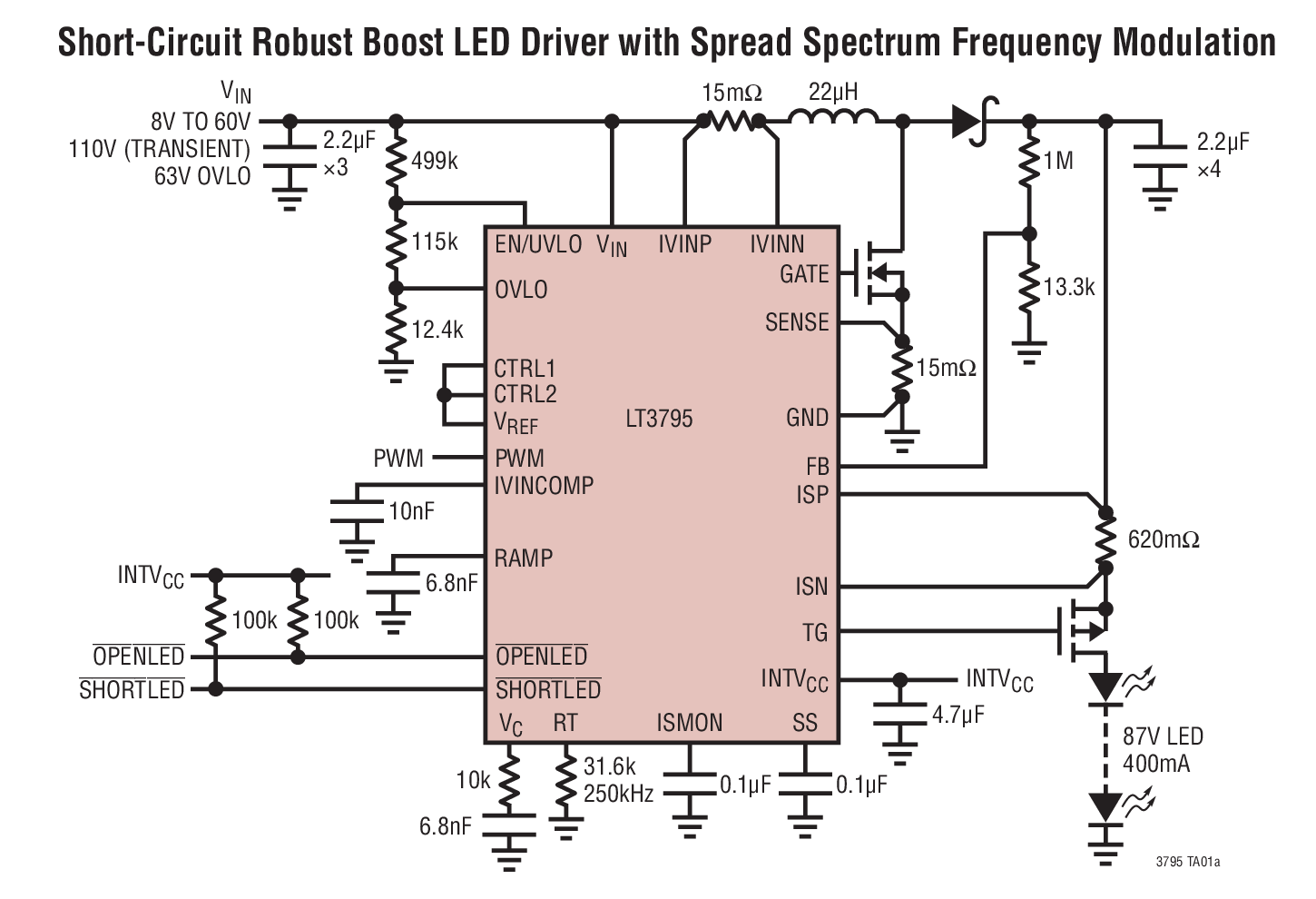 Short-Circuit Robust Boost LED Driver with Spread Spectrum Frequency Modulation