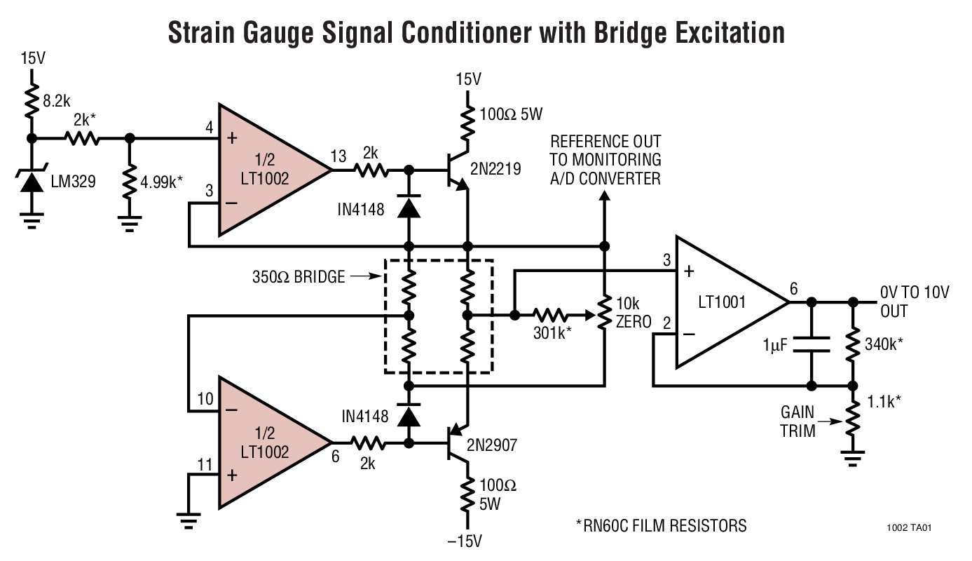 Strain Gauge Signal Conditioner with Bridge Excitation