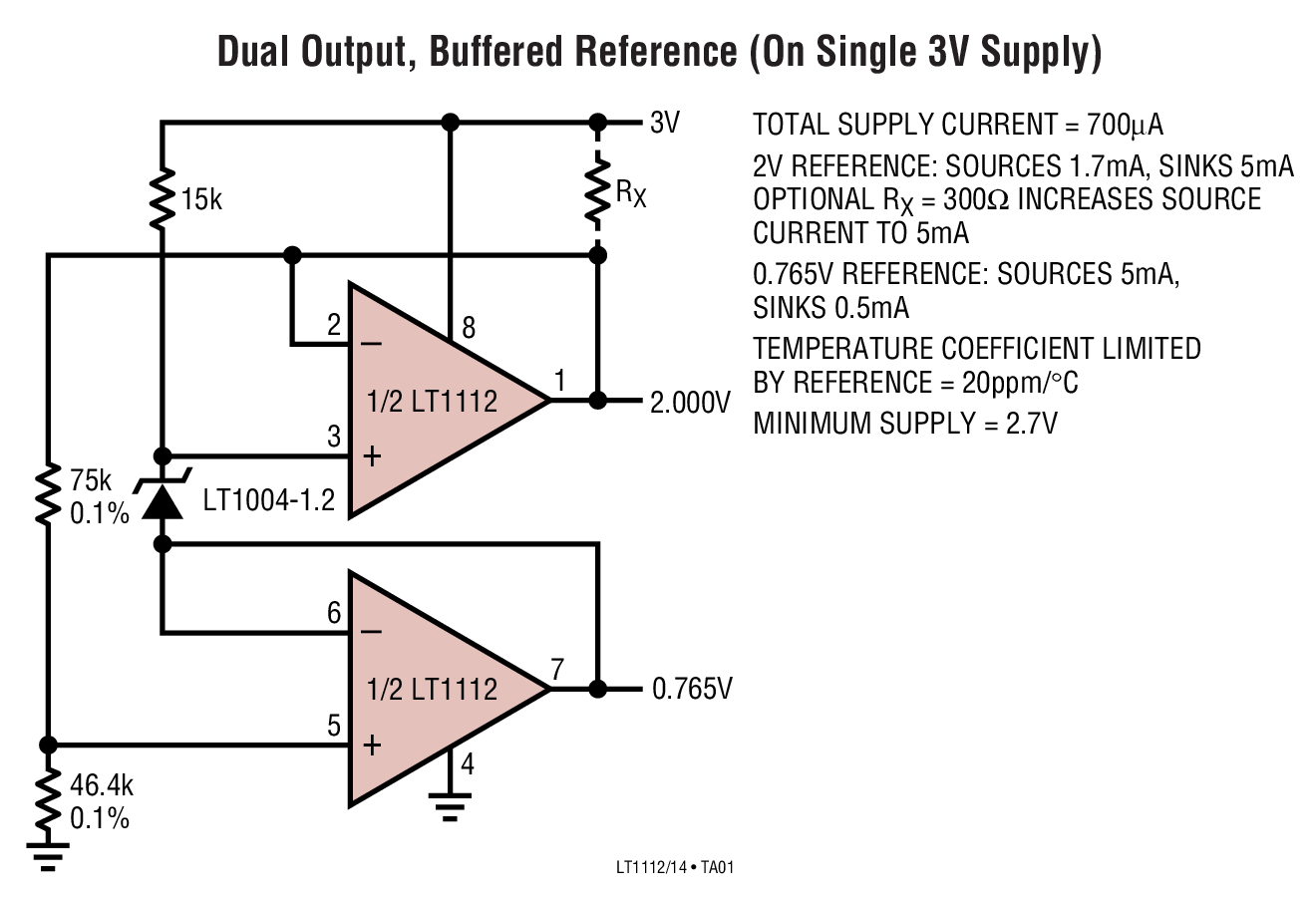 Dual Output, Buffered Reference (On Single 3V Supply)