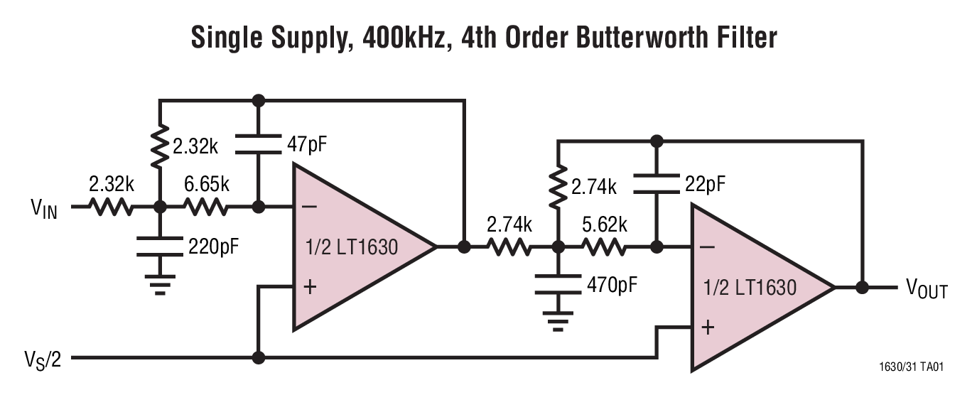 Single Supply, 400kHz, 4th Order Butterworth Filter