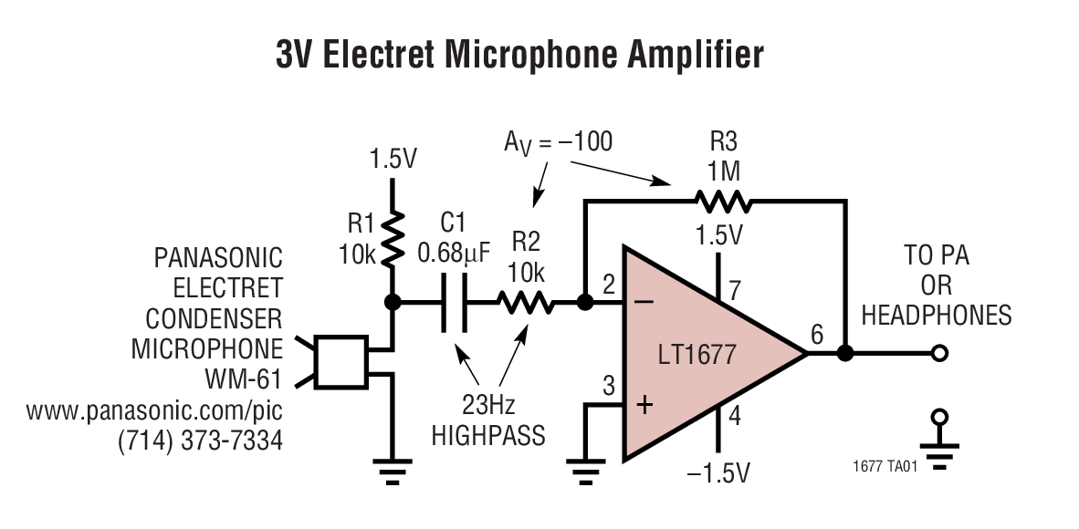 3V Electret Microphone Amplifier