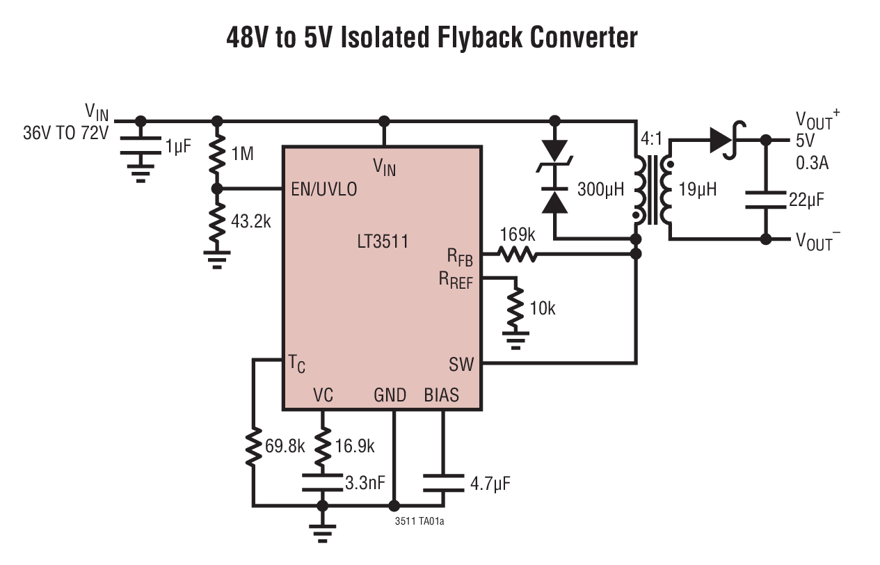 48V to 5V Isolated Flyback Converter