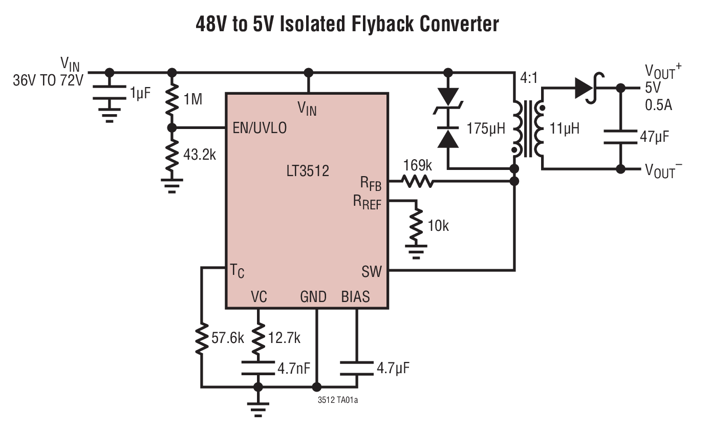 48V to 5V Isolated Flyback Converter