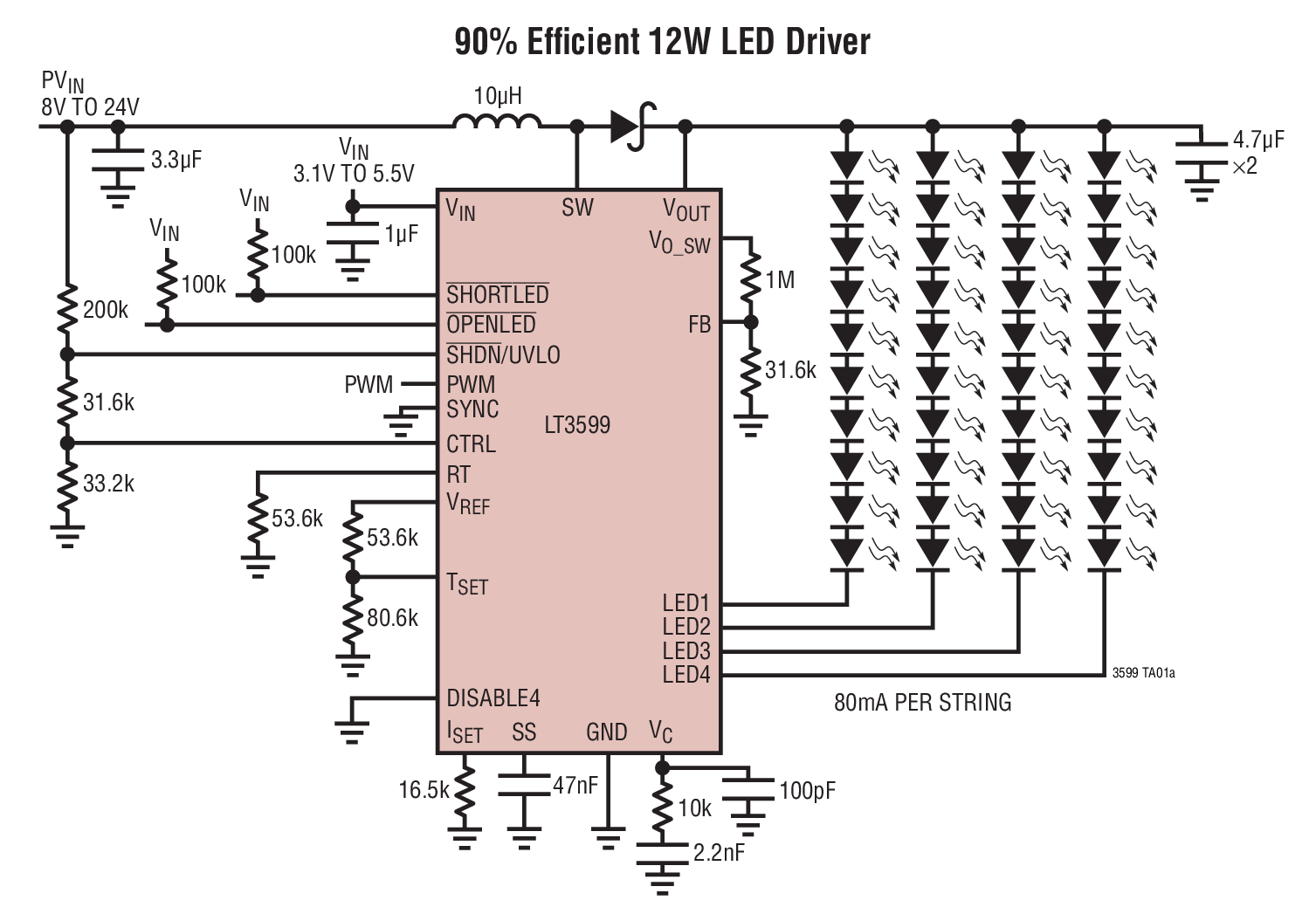 90% Efﬁcient 12W LED Driver