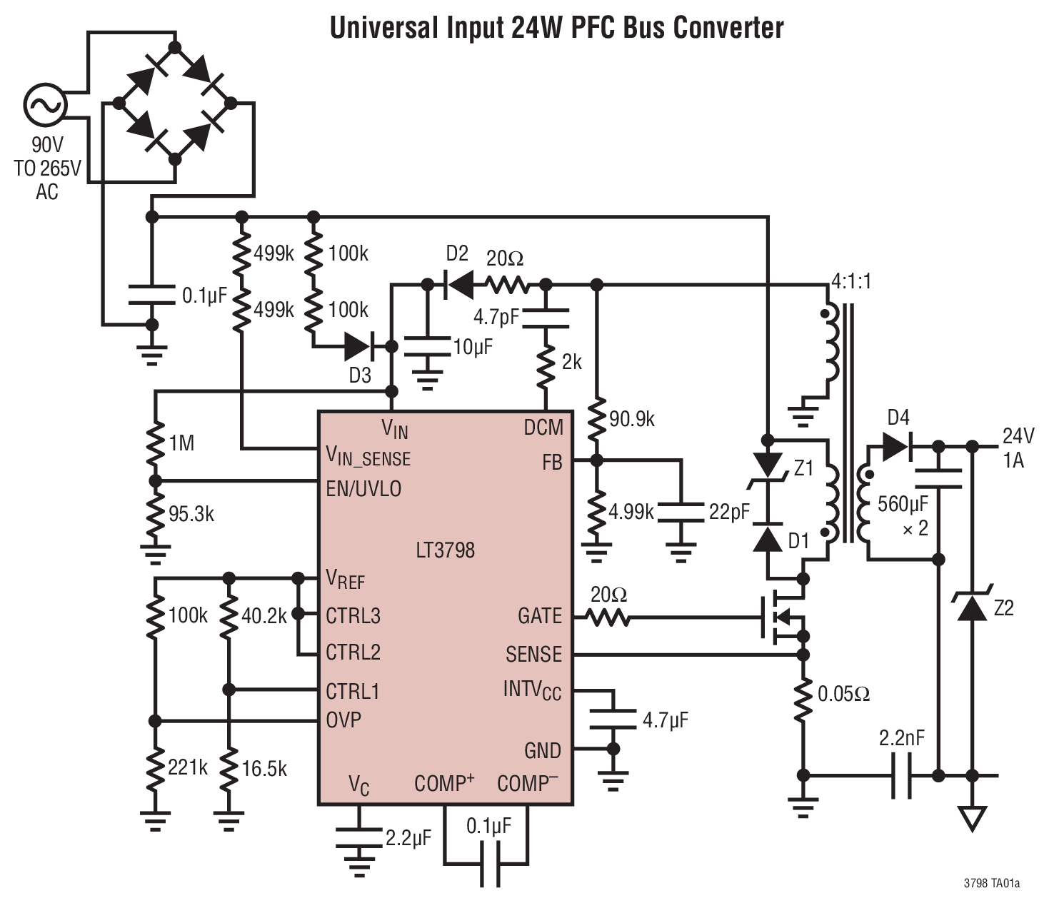 Universal Input 24W PFC Bus Converter