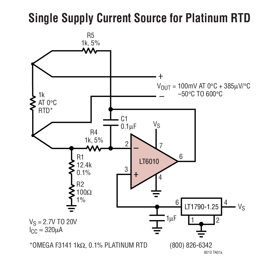 Single Supply Current Source for Platinum RTD
