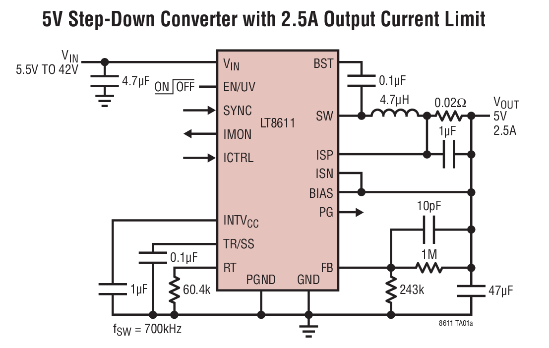 5V Step-Down Converter with 2.5A Output Current Limit