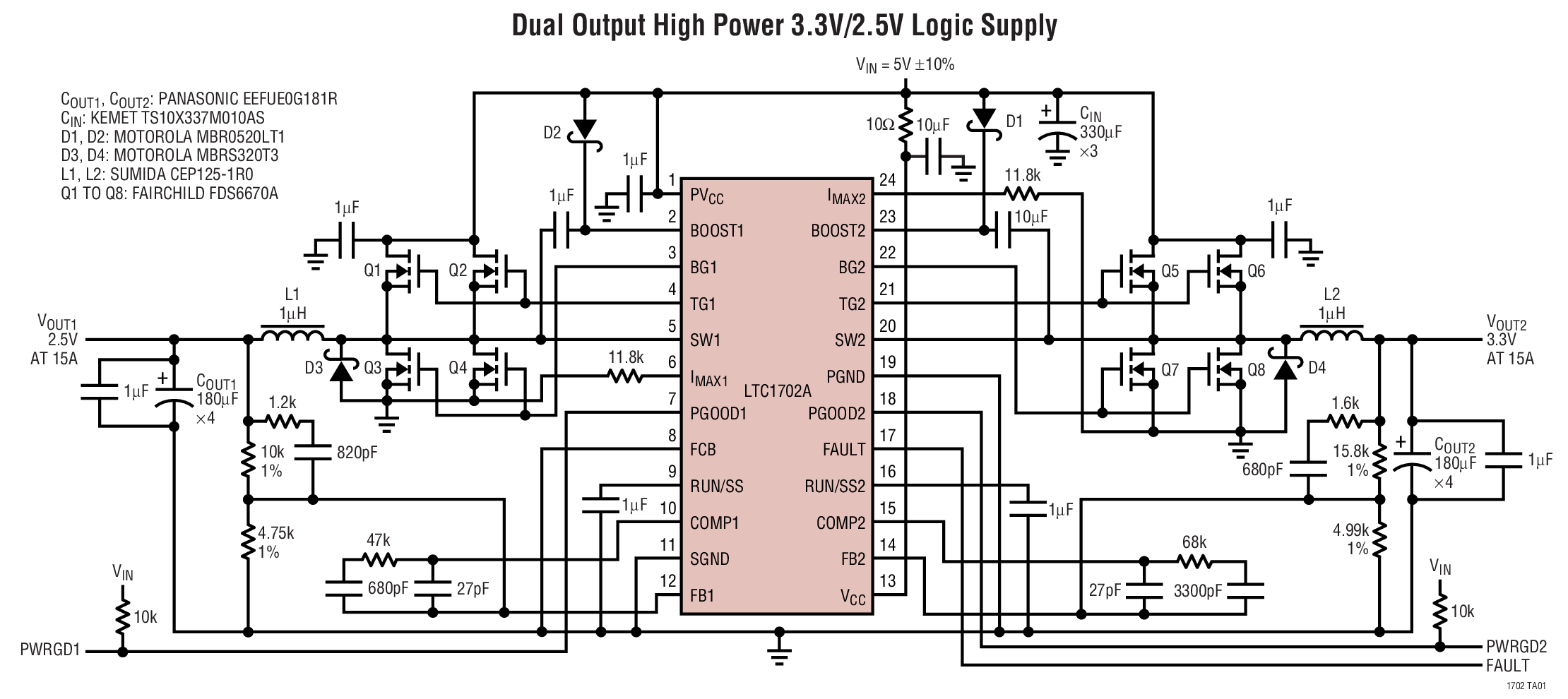 Dual Output High Power 3.3V/2.5V Logic Supply