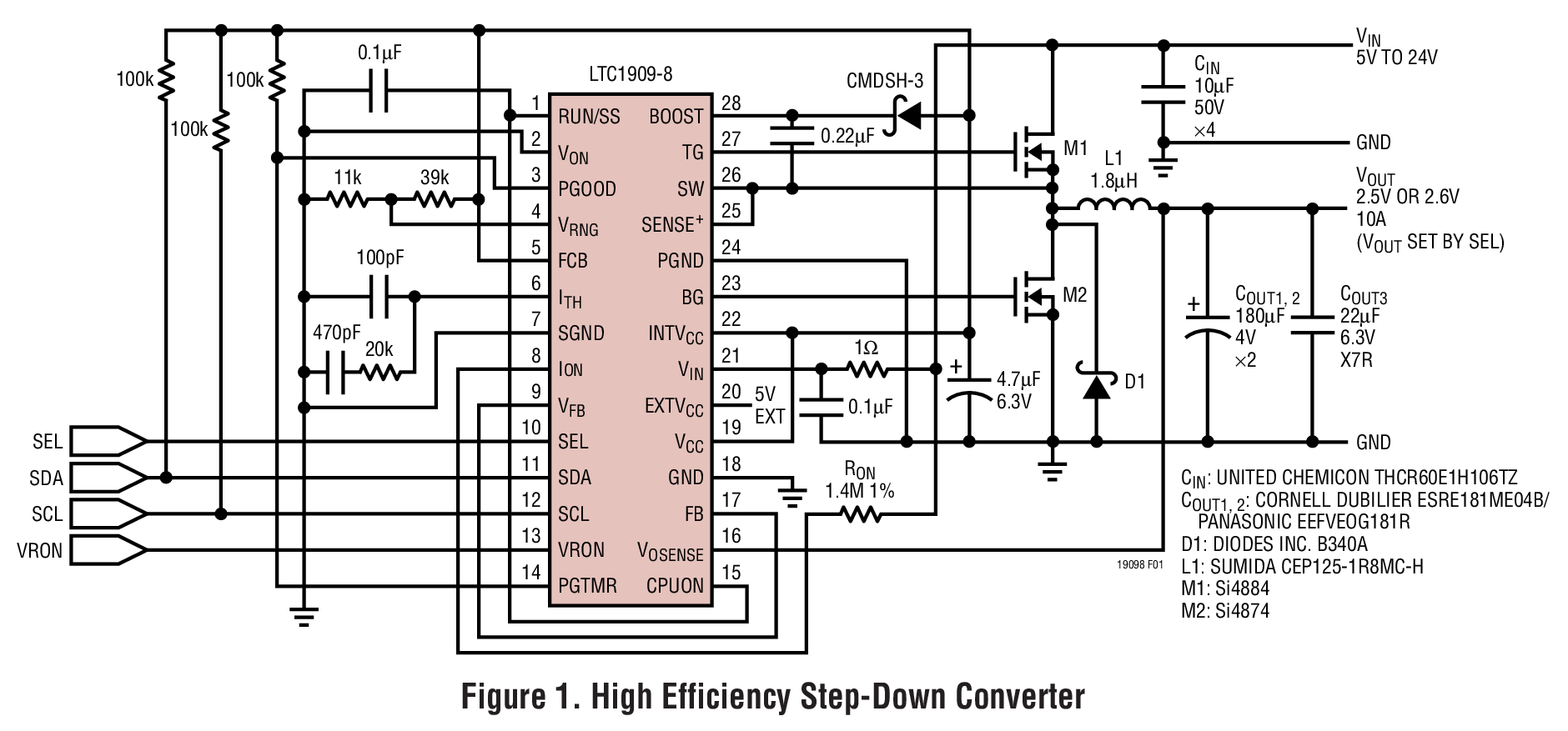 Figure 1. High Efficiency Step-Down Converter