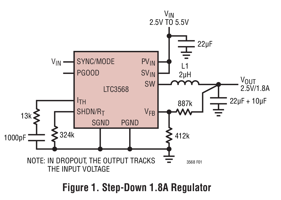 Figure 1.  Step-Down 1.8A Regulator