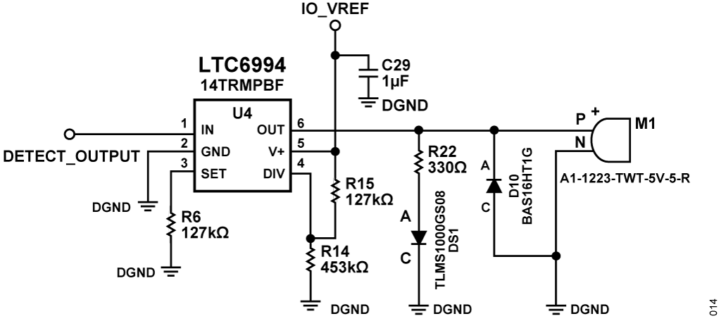 図 14. タイマ・ブロック LTC6994 によるクリック音発生器
