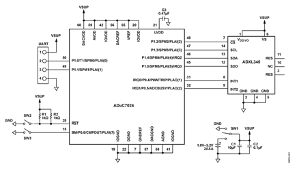 ADXL345 and ADuC7024 in 4-Wire SPI Configuration