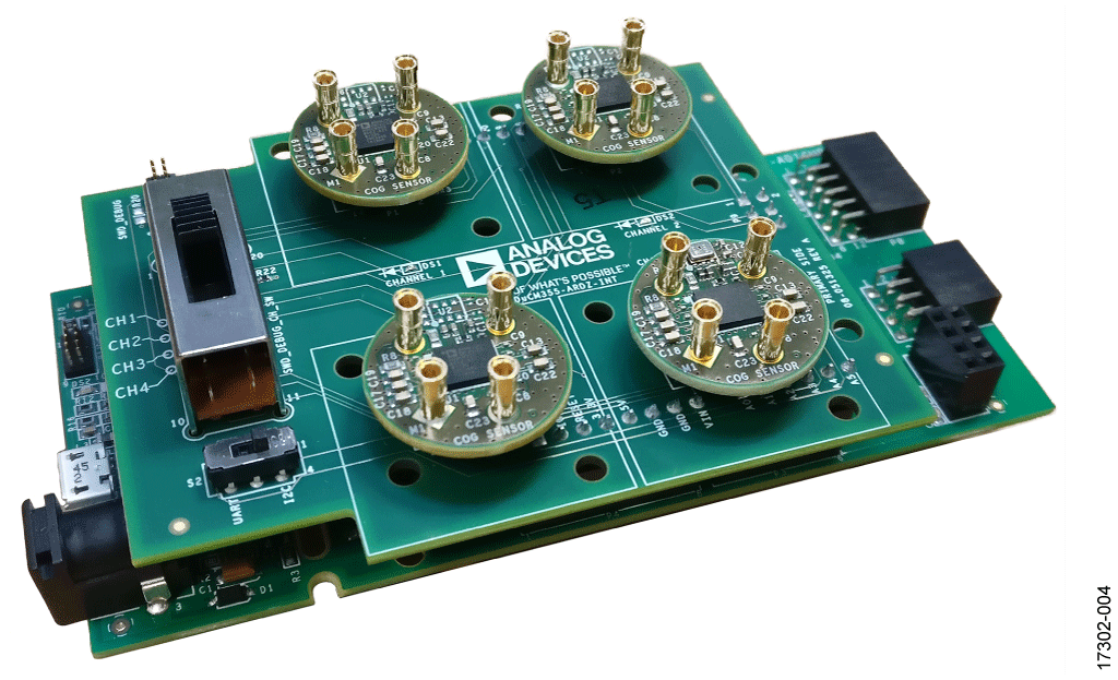System Setup—EVAL-ADICUP3029 with Four Gas Sensor Boards Connected