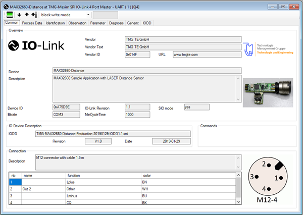 Figure 3.The TMG IO-Link device tool with the MAXREFDES171#.
