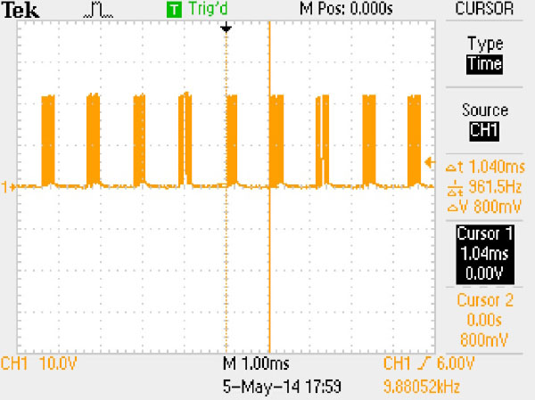 Figure 8. Cyclic data exchange every 1ms from the MAXREFDES36# to the IO-Link master.