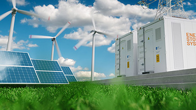 solar panels, wind turbines, and energy storage system