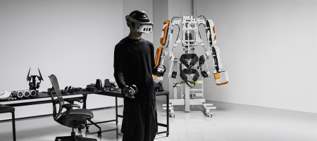 man wearing a varjo headset testing out a new experience