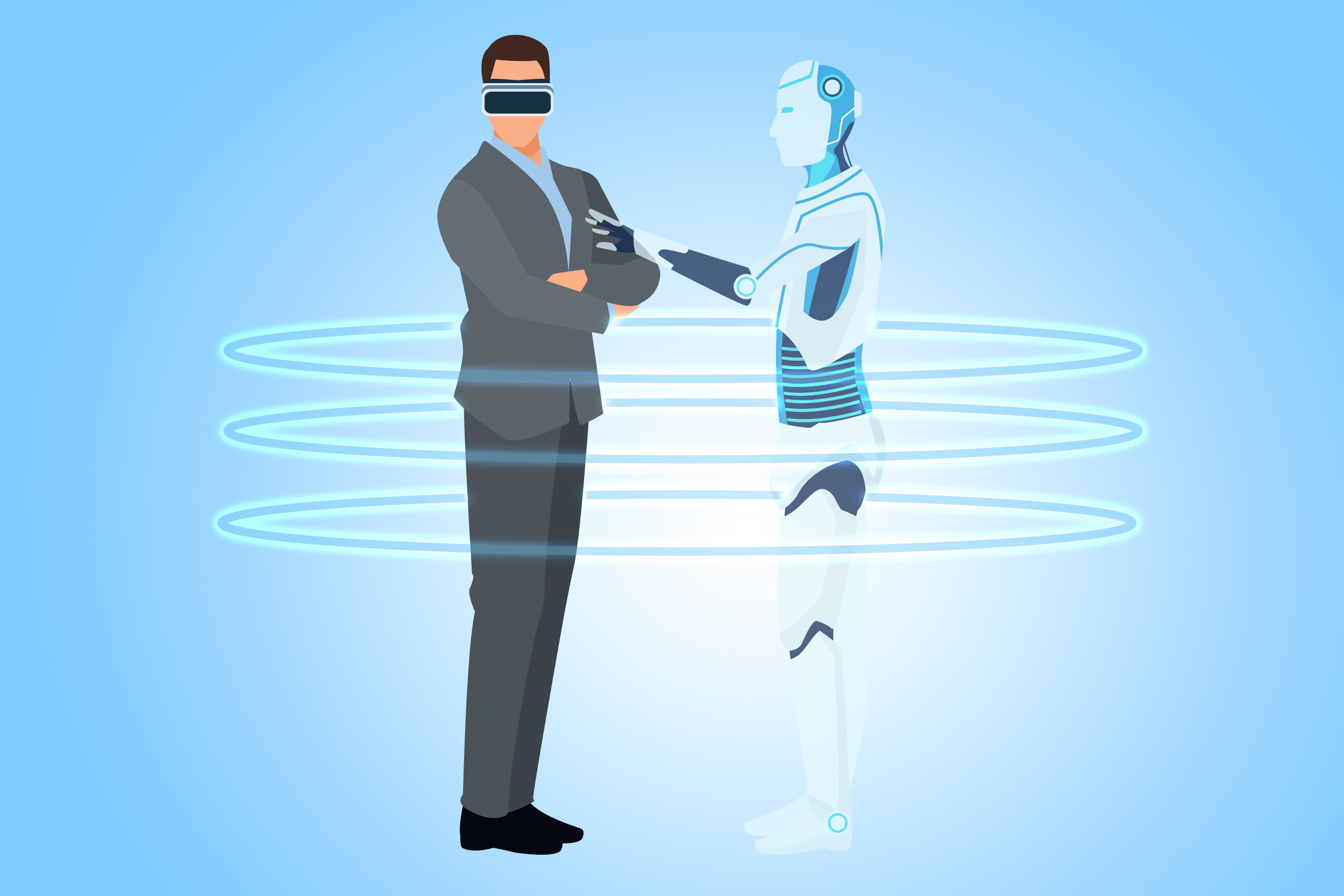 an illustration simulating an virtual reality