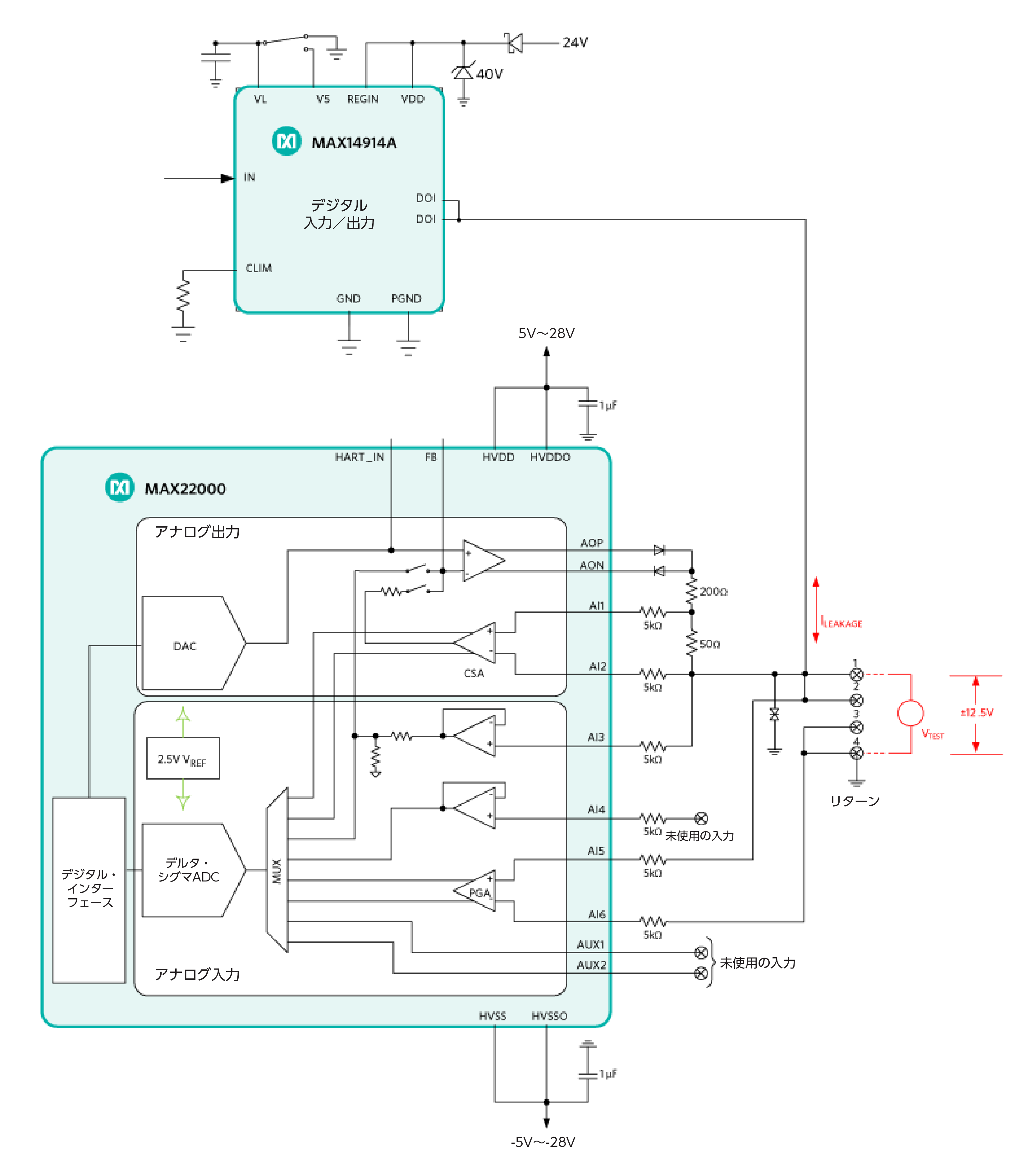 図9. アナログ入力電圧モードの構成例 