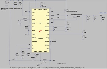 図9. LTspiceでシミュレーションを実施するための回路。LTC3896をベースとしています。
