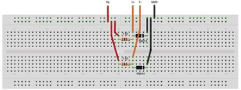 図2. 図1の回路を実装したブレッドボード