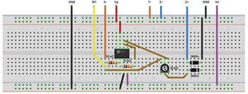 図3. 図2の回路を実装したブレッドボード回路