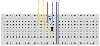図19. ブレッドボードにおけるDC復元回路の接続図