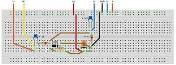 図22. ブレッドボードにおける可変アッテネータの接続図