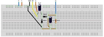 図31. ブレッドボードにおける電圧ダブラ回路の接続図