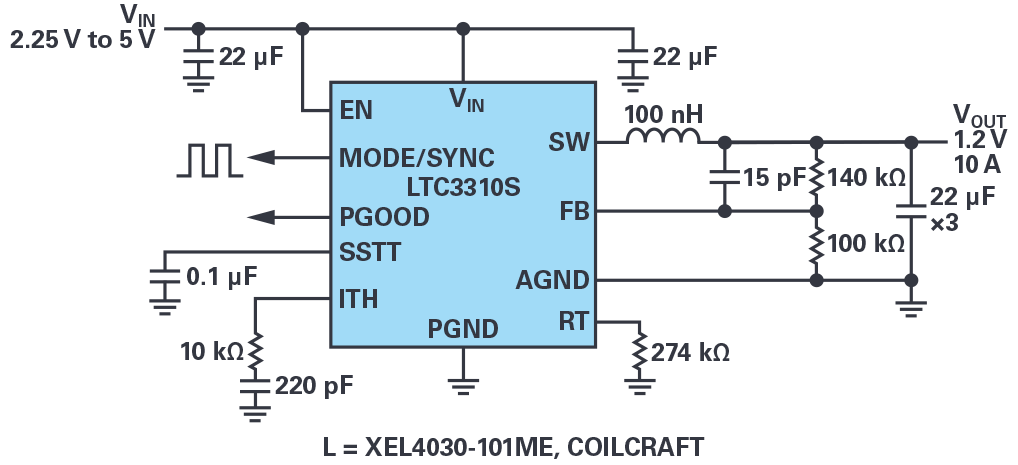 図1. LTC3310Sの標準的なアプリケーション回路