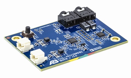 Figure 7. EVAL-AD2428WB1BZ, bus-powered A2B slave node (I2S/TDM, 2 PDM mics).