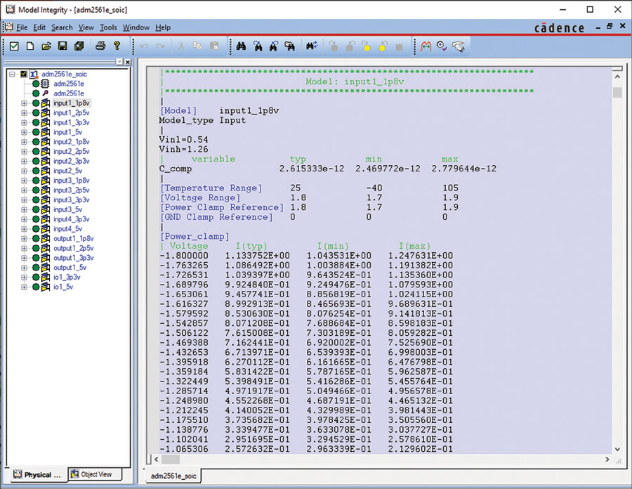 図7. 入力バッファの記述例(Cadence Model Integrityを使用)。