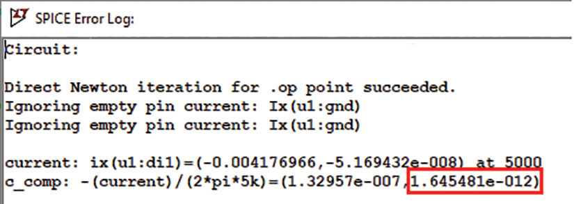 図18. .meas文の実行結果を表すSPICE Error Log