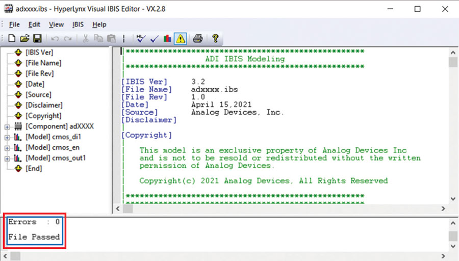 図31. ADxxxxのIBISファイルをパーサでテストした結果